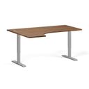 Höhenverstellbarer Schreibtisch, 2 Motoren, 745 - 1215 mm, Ecke L/R, Tischplatte 1600 x 1200 mm, graues Untergestell, Nussbaum