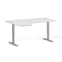 Höhenverstellbarer Schreibtisch, 2 Motoren, 745 - 1215 mm, Ecke L/R, Tischplatte 1600 x 1200 mm, graues Untergestell, weiß