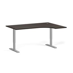 Höhenverstellbarer Schreibtisch, 2 Motoren, 745 - 1215 mm, Ecke L/R, Tischplatte 1600 x 1200 mm, graues Untergestell, Wenge