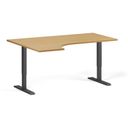 Höhenverstellbarer Schreibtisch, 2 Motoren, 745 - 1215 mm, Ecke L/R, Tischplatte 1600 x 1200 mm, schwarzes Untergestell, Buche