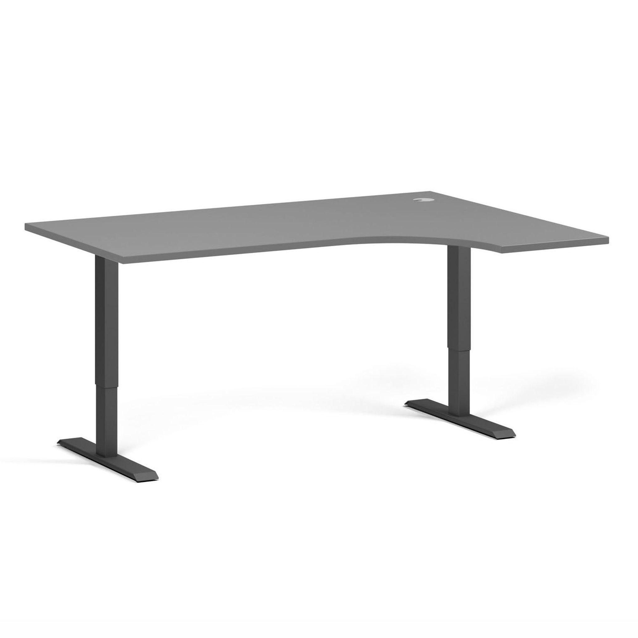 Höhenverstellbarer Schreibtisch, 2 Motoren, 745 - 1215 mm, Ecke L/R, Tischplatte 1600 x 1200 mm, schwarzes Untergestell, graphit