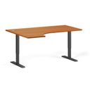 Höhenverstellbarer Schreibtisch, 2 Motoren, 745 - 1215 mm, Ecke L/R, Tischplatte 1600 x 1200 mm, schwarzes Untergestell, Kirsche