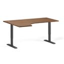 Höhenverstellbarer Schreibtisch, 2 Motoren, 745 - 1215 mm, Ecke L/R, Tischplatte 1600 x 1200 mm, schwarzes Untergestell, Nussbaum