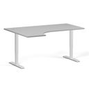 Höhenverstellbarer Schreibtisch, 2 Motoren, 745 - 1215 mm, Ecke L/R, Tischplatte 1600 x 1200 mm, weißes Untergestell, grau