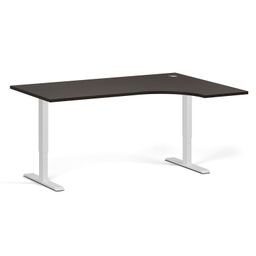 Höhenverstellbarer Schreibtisch, 2 Motoren, 745 - 1215 mm, Ecke L/R, Tischplatte 1600 x 1200 mm, weißes Untergestell, Wenge