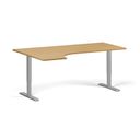 Höhenverstellbarer Schreibtisch, 2 Motoren, 745 - 1215 mm, Ecke L/R, Tischplatte 1800 x 1200 mm, graues Untergestell, Buche