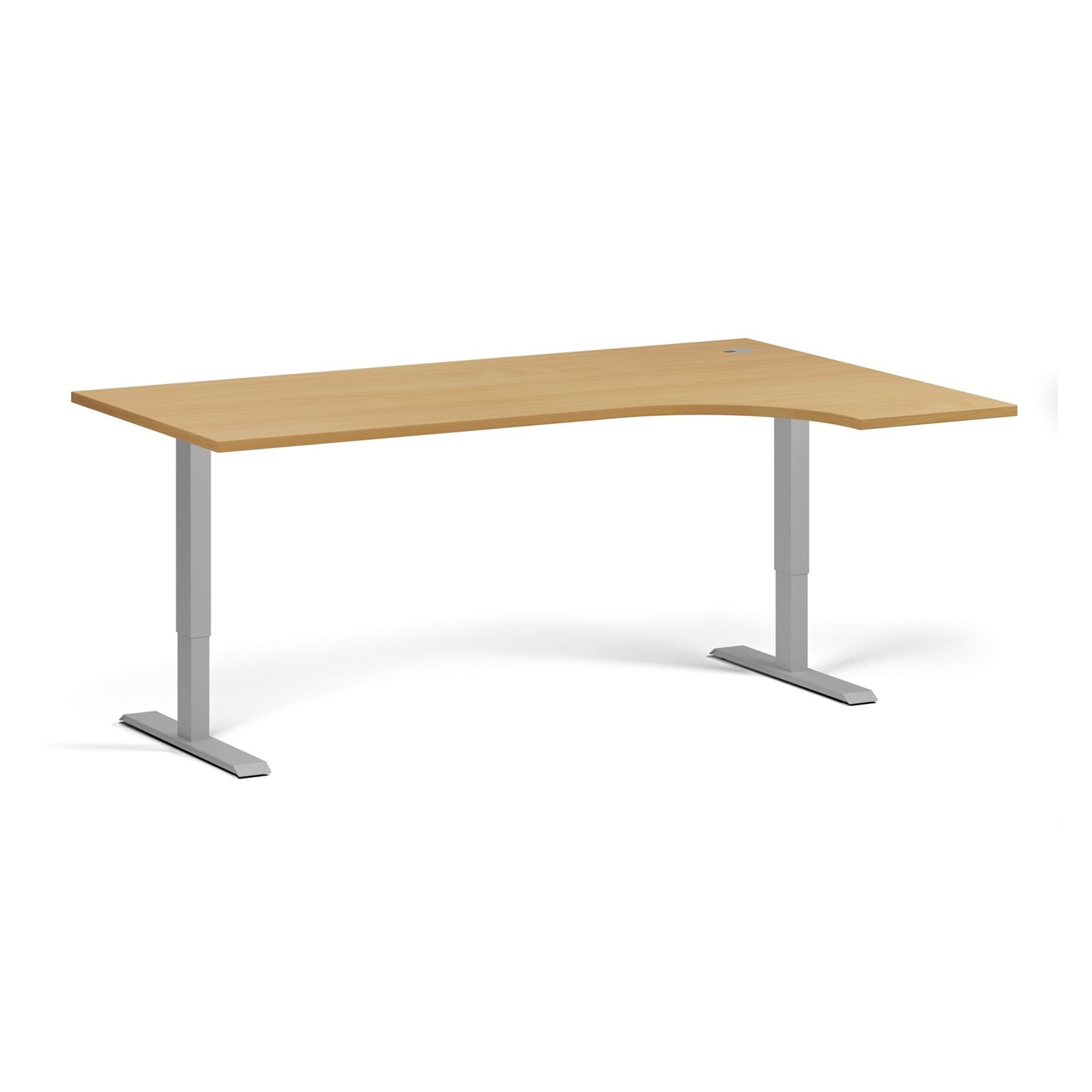 Höhenverstellbarer Schreibtisch, 2 Motoren, 745 - 1215 mm, Ecke L/R, Tischplatte 1800 x 1200 mm, graues Untergestell, Buche