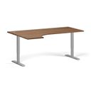 Höhenverstellbarer Schreibtisch, 2 Motoren, 745 - 1215 mm, Ecke L/R, Tischplatte 1800 x 1200 mm, graues Untergestell, Nussbaum