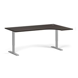 Höhenverstellbarer Schreibtisch, 2 Motoren, 745 - 1215 mm, Ecke L/R, Tischplatte 1800 x 1200 mm, graues Untergestell, Wenge