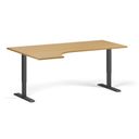 Höhenverstellbarer Schreibtisch, 2 Motoren, 745 - 1215 mm, Ecke L/R, Tischplatte 1800 x 1200 mm, schwarzes Untergestell, Buche