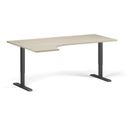 Höhenverstellbarer Schreibtisch, 2 Motoren, 745 - 1215 mm, Ecke L/R, Tischplatte 1800 x 1200 mm, schwarzes Untergestell, Eiche natur