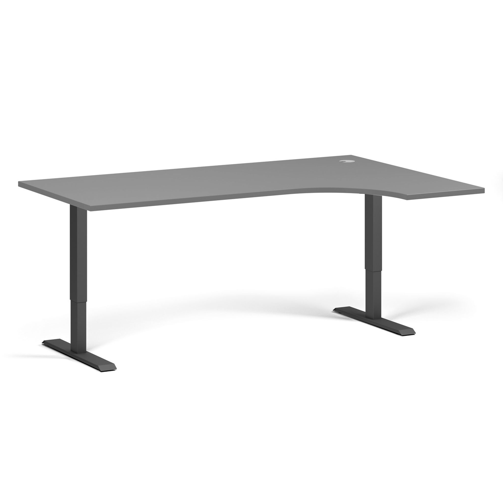 Höhenverstellbarer Schreibtisch, 2 Motoren, 745 - 1215 mm, Ecke L/R, Tischplatte 1800 x 1200 mm, schwarzes Untergestell, graphit
