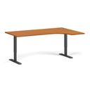 Höhenverstellbarer Schreibtisch, 2 Motoren, 745 - 1215 mm, Ecke L/R, Tischplatte 1800 x 1200 mm, schwarzes Untergestell, Kirsche