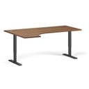 Höhenverstellbarer Schreibtisch, 2 Motoren, 745 - 1215 mm, Ecke L/R, Tischplatte 1800 x 1200 mm, schwarzes Untergestell, Nussbaum