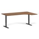 Höhenverstellbarer Schreibtisch, 2 Motoren, 745 - 1215 mm, Ecke L/R, Tischplatte 1800 x 1200 mm, schwarzes Untergestell, Nussbaum
