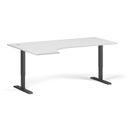Höhenverstellbarer Schreibtisch, 2 Motoren, 745 - 1215 mm, Ecke L/R, Tischplatte 1800 x 1200 mm, schwarzes Untergestell, weiß