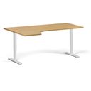 Höhenverstellbarer Schreibtisch, 2 Motoren, 745 - 1215 mm, Ecke L/R, Tischplatte 1800 x 1200 mm, weißes Untergestell, Buche