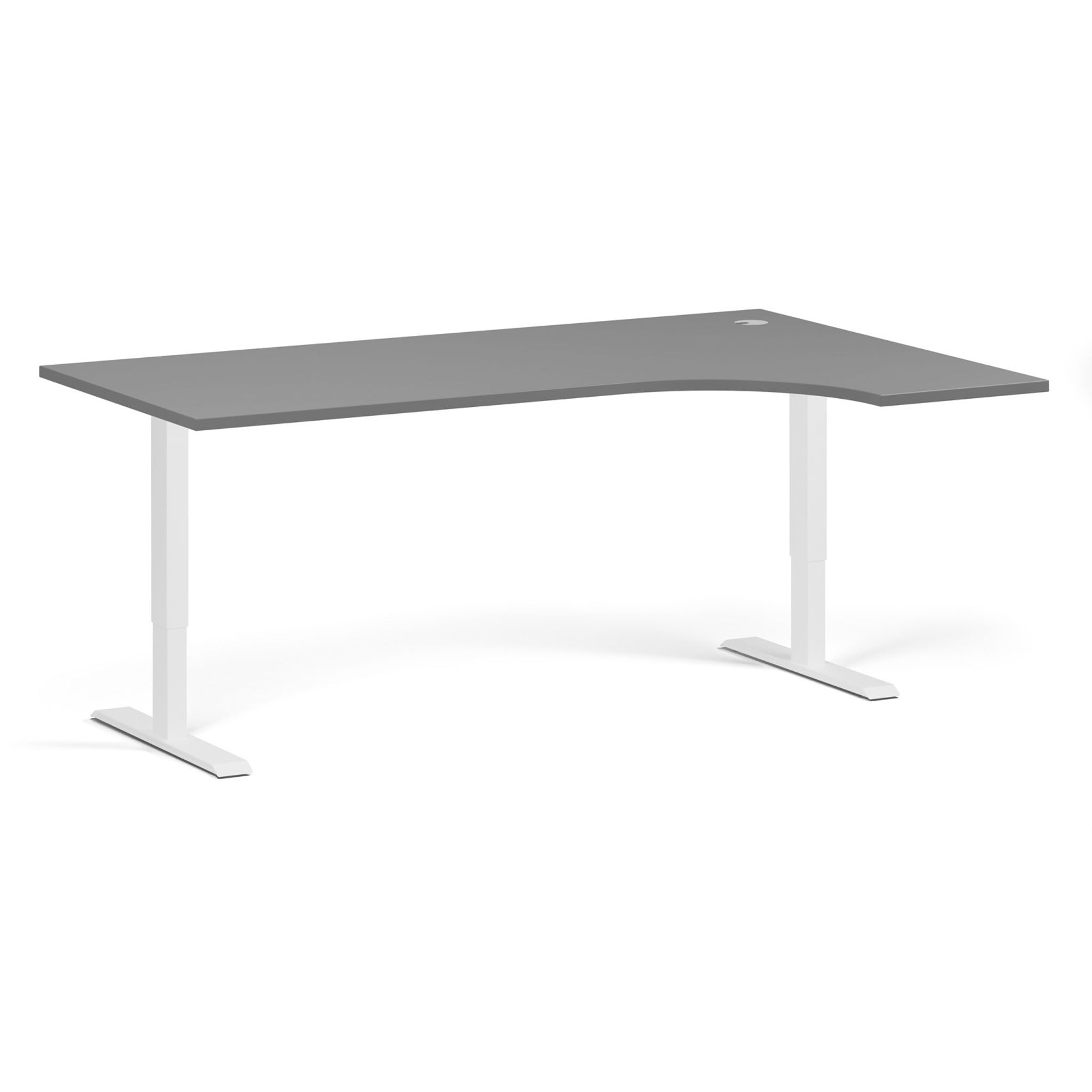 Höhenverstellbarer Schreibtisch, 2 Motoren, 745 - 1215 mm, Ecke L/R, Tischplatte 1800 x 1200 mm, weißes Untergestell, Graphit