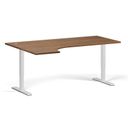 Höhenverstellbarer Schreibtisch, 2 Motoren, 745 - 1215 mm, Ecke L/R, Tischplatte 1800 x 1200 mm, weißes Untergestell, Nussbaum