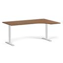 Höhenverstellbarer Schreibtisch, 2 Motoren, 745 - 1215 mm, Ecke L/R, Tischplatte 1800 x 1200 mm, weißes Untergestell, Nussbaum