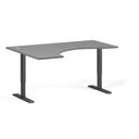 Höhenverstellbarer Schreibtisch, 2 Motoren, 745 - 1215 mm, ergonomisch L/R, Tischplatte 1600 x 1200 mm, schwarzes Untergestell, graphit