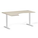 Höhenverstellbarer Schreibtisch, 2 Motoren, 745 - 1215 mm, ergonomisch L/R, Tischplatte 1600 x 1200 mm, weißes Untergestell, Eiche natur