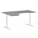 Höhenverstellbarer Schreibtisch, 2 Motoren, 745 - 1215 mm, ergonomisch L/R, Tischplatte 1600 x 1200 mm, weißes Untergestell, Graphit