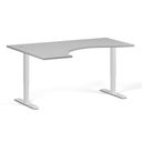 Höhenverstellbarer Schreibtisch, 2 Motoren, 745 - 1215 mm, ergonomisch L/R, Tischplatte 1600 x 1200 mm, weißes Untergestell, grau