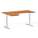Höhenverstellbarer Schreibtisch, 2 Motoren, 745 - 1215 mm, ergonomisch L/R, Tischplatte 1600 x 1200 mm, weißes Untergestell, Kirschbaum