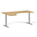 Höhenverstellbarer Schreibtisch, 2 Motoren, 745 - 1215 mm, ergonomisch L/R, Tischplatte 1800 x 1200 mm, graues Untergestell, Buche