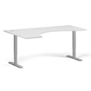 Höhenverstellbarer Schreibtisch, 2 Motoren, 745 - 1215 mm, ergonomisch L/R, Tischplatte 1800 x 1200 mm, graues Untergestell, weiß