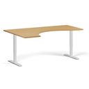 Höhenverstellbarer Schreibtisch, 2 Motoren, 745 - 1215 mm, ergonomisch L/R, Tischplatte 1800 x 1200 mm, weißes Untergestell, Buche