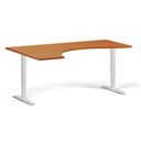 Höhenverstellbarer Schreibtisch, 2 Motoren, 745 - 1215 mm, ergonomisch L/R, Tischplatte 1800 x 1200 mm, weißes Untergestell, Kirschbaum