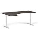 Höhenverstellbarer Schreibtisch, 2 Motoren, 745 - 1215 mm, ergonomisch L/R, Tischplatte 1800 x 1200 mm, weißes Untergestell, Wenge