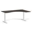 Höhenverstellbarer Schreibtisch, 2 Motoren, 745 - 1215 mm, ergonomisch L/R, Tischplatte 1800 x 1200 mm, weißes Untergestell, Wenge