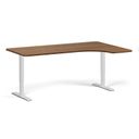 Höhenverstellbarer Schreibtisch, 2 Motoren, 745 - 1215 mm, links/rechts, Tischplatte 1800 x 1200 mm, weißes Untergestell, Nussbaum
