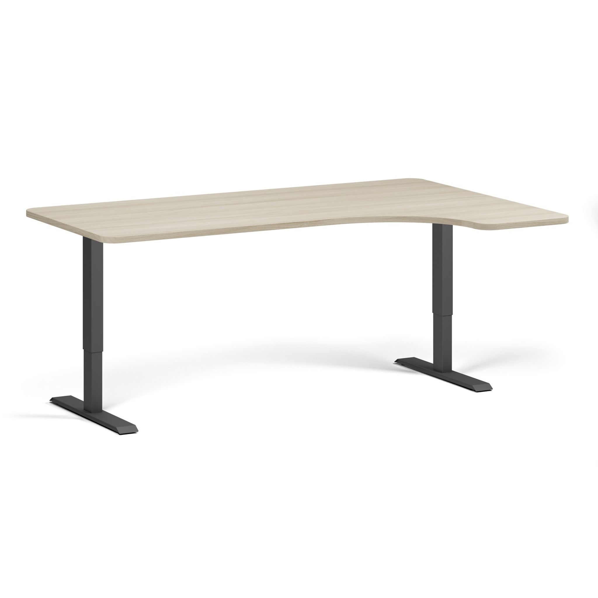 Höhenverstellbarer Schreibtisch, 2 Motoren, 745 - 1215 mm, links/rechts, Tischplatte 1880 x 1200 mm, schwarzes Untergestell, Natureiche