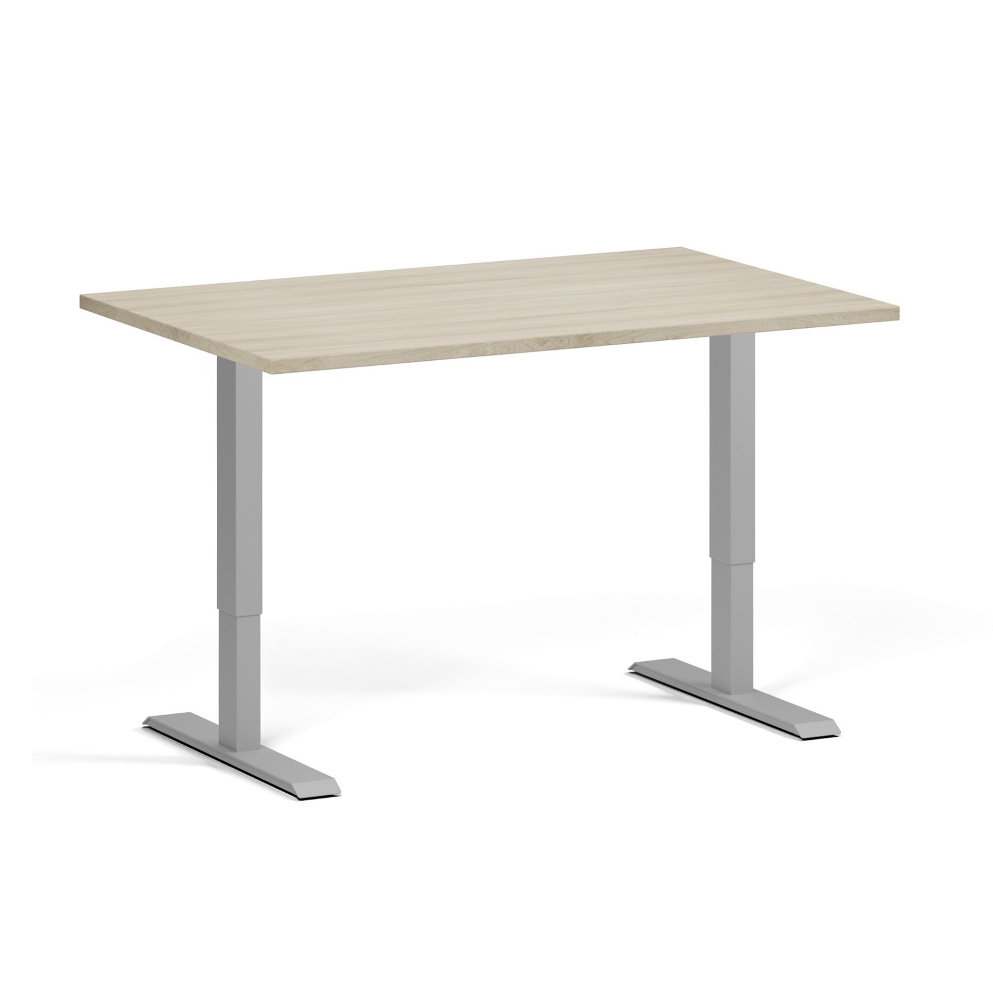 Höhenverstellbarer Schreibtisch, 2 Motoren, 745 - 1215 mm, Tischplatte 1200 x 800 mm, graues Untergestell, Eiche natur