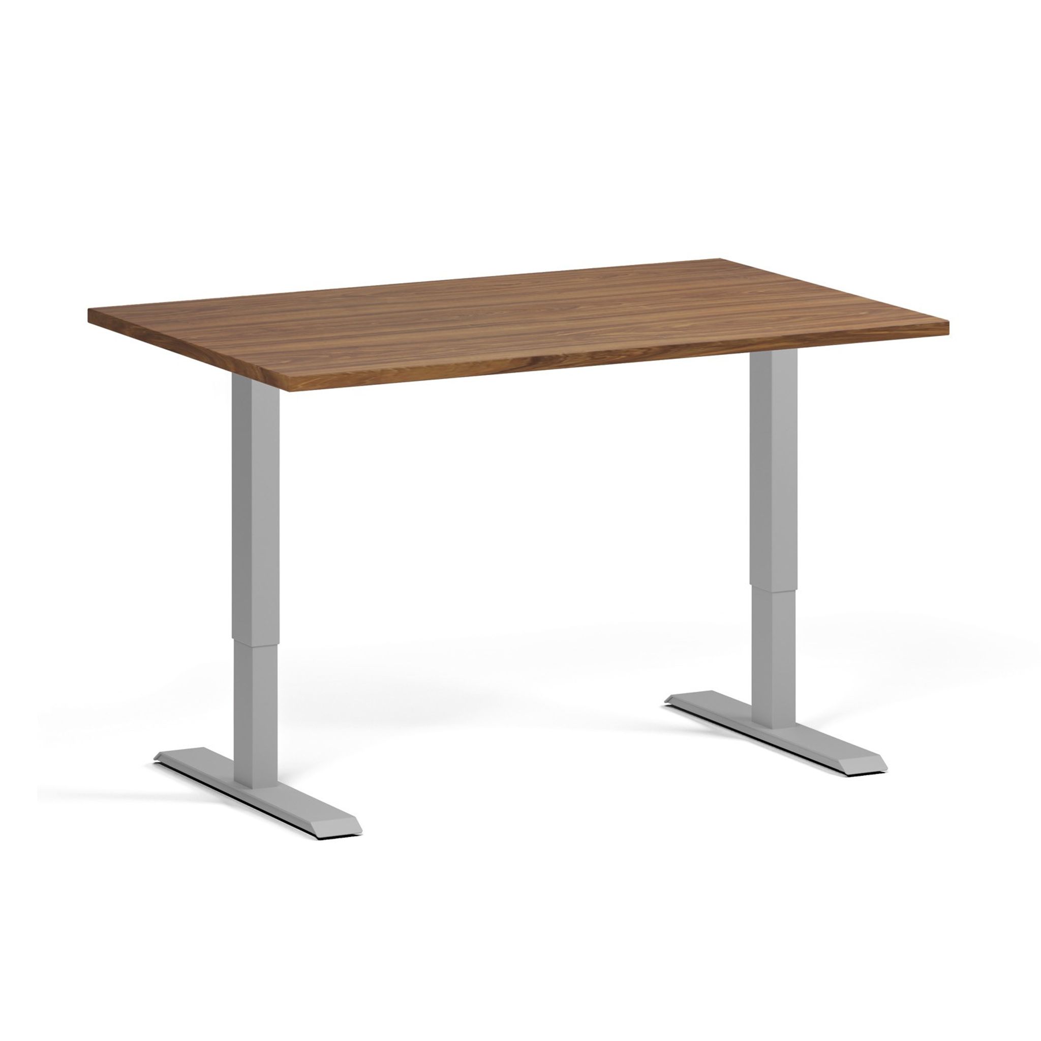 Höhenverstellbarer Schreibtisch, 2 Motoren, 745 - 1215 mm, Tischplatte 1200 x 800 mm, graues Untergestell, Nussbaum