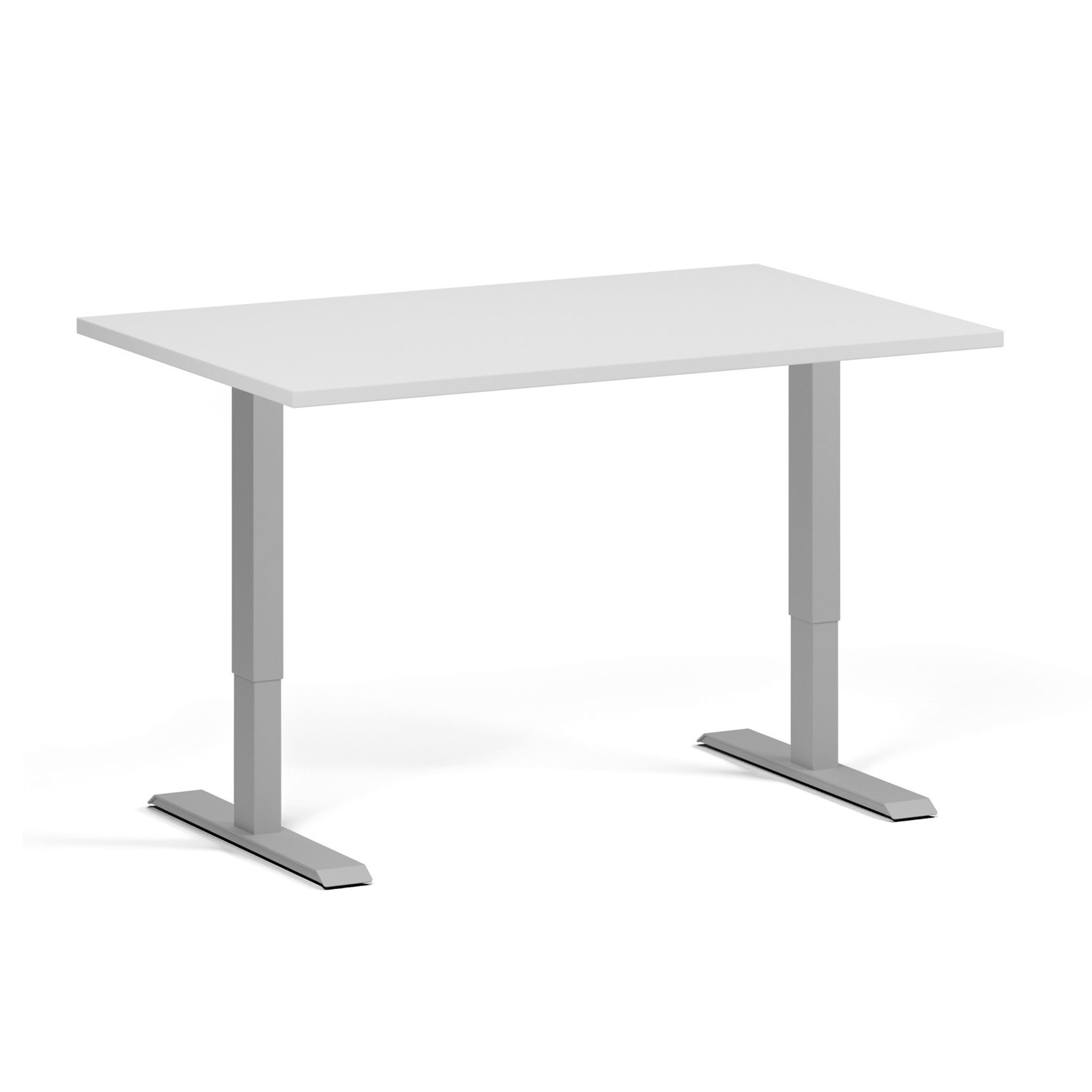 Höhenverstellbarer Schreibtisch, 2 Motoren, 745 - 1215 mm, Tischplatte 1200 x 800 mm, graues Untergestell, weiß