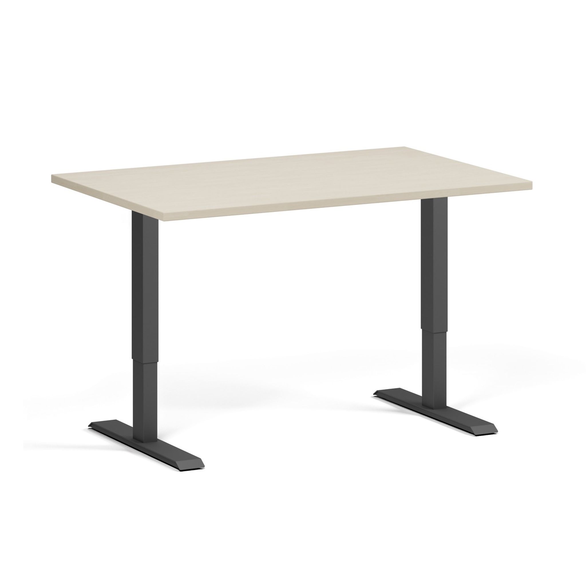 Höhenverstellbarer Schreibtisch, 2 Motoren, 745 - 1215 mm, Tischplatte 1200 x 800 mm, schwarzes Untergestell, Birke