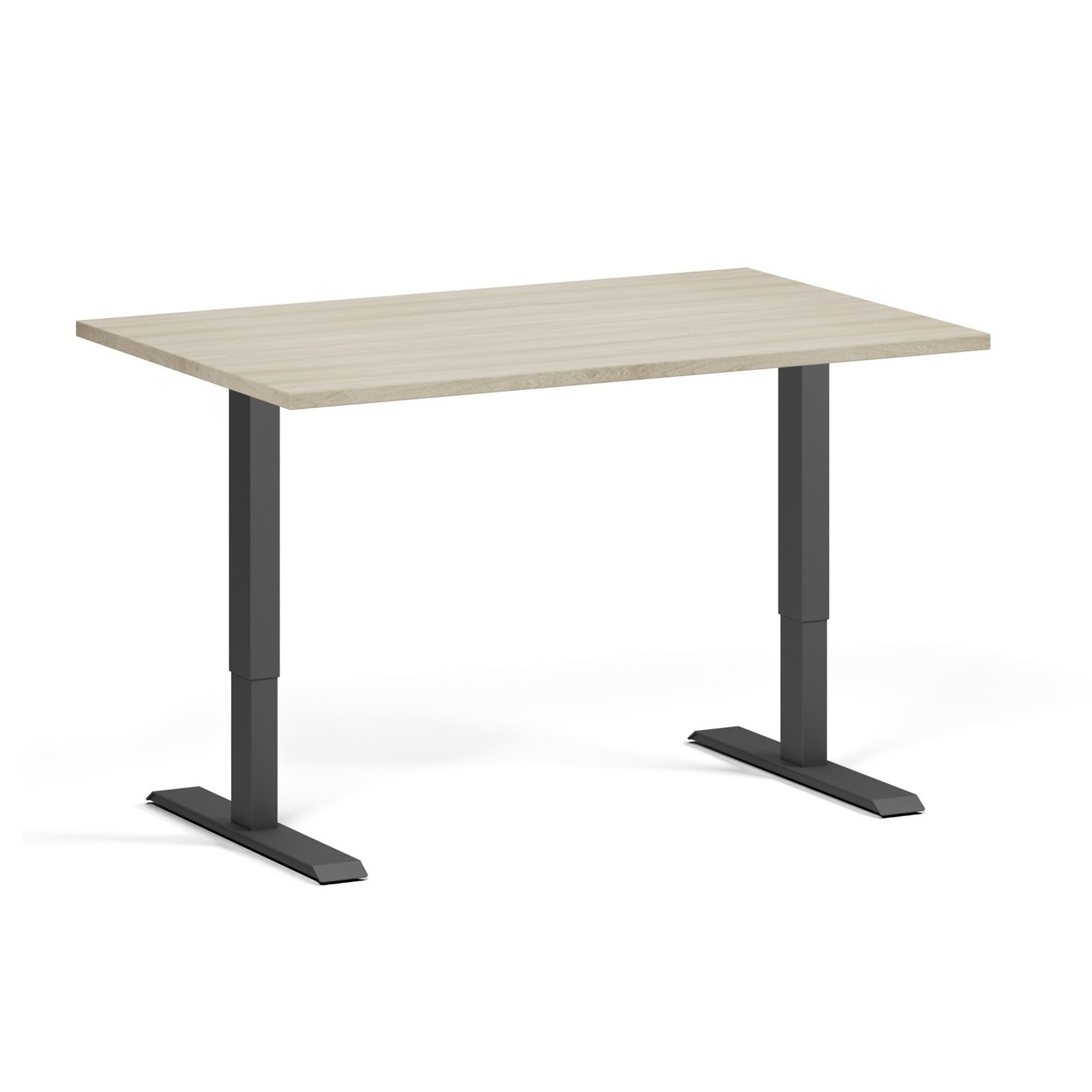 Höhenverstellbarer Schreibtisch, 2 Motoren, 745 - 1215 mm, Tischplatte 1200 x 800 mm, schwarzes Untergestell, Eiche natur