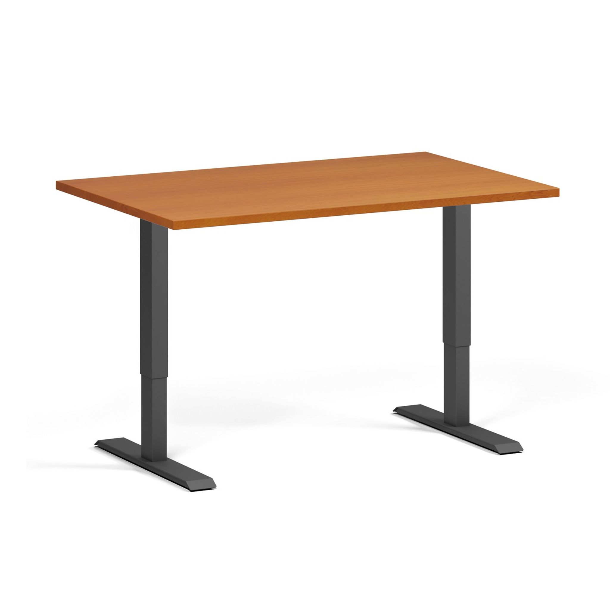 Höhenverstellbarer Schreibtisch, 2 Motoren, 745 - 1215 mm, Tischplatte 1200 x 800 mm, schwarzes Untergestell, Kirsche