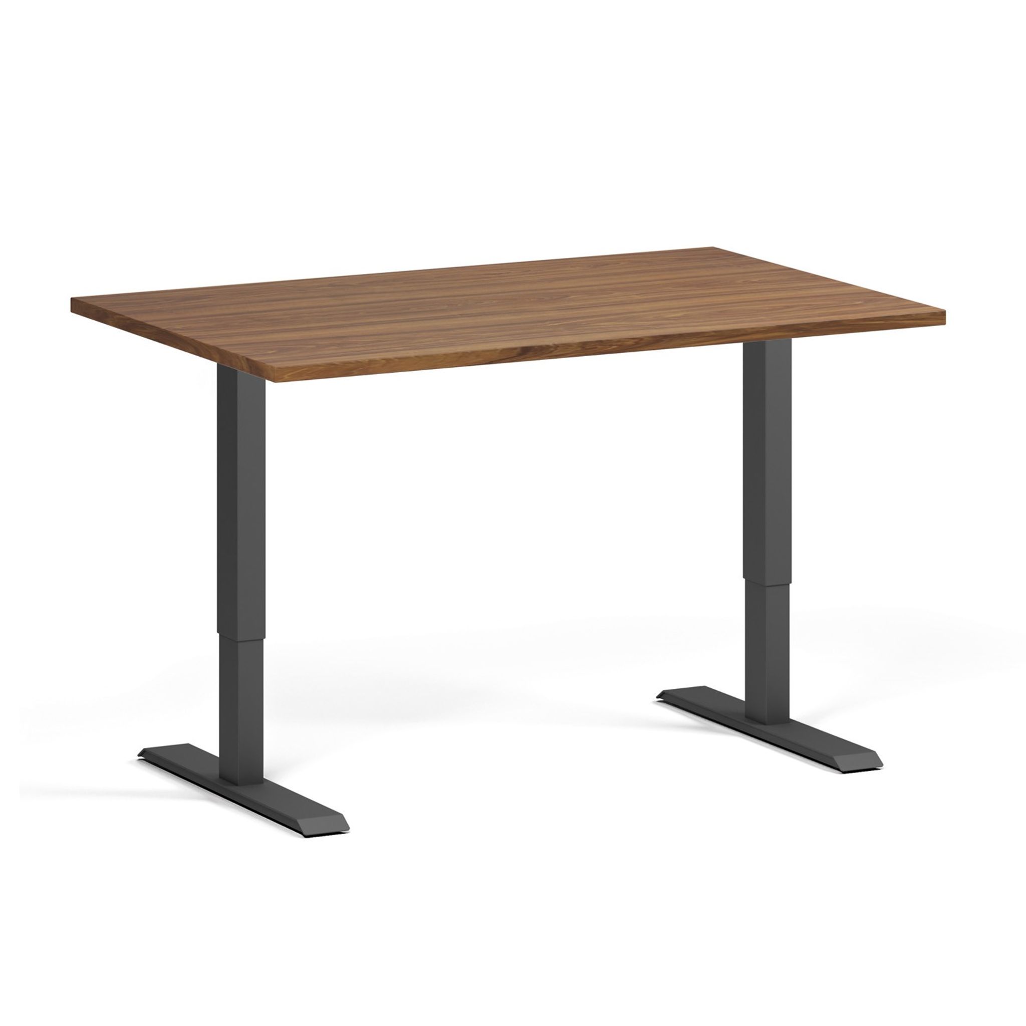 Höhenverstellbarer Schreibtisch, 2 Motoren, 745 - 1215 mm, Tischplatte 1200 x 800 mm, schwarzes Untergestell, Nussbaum