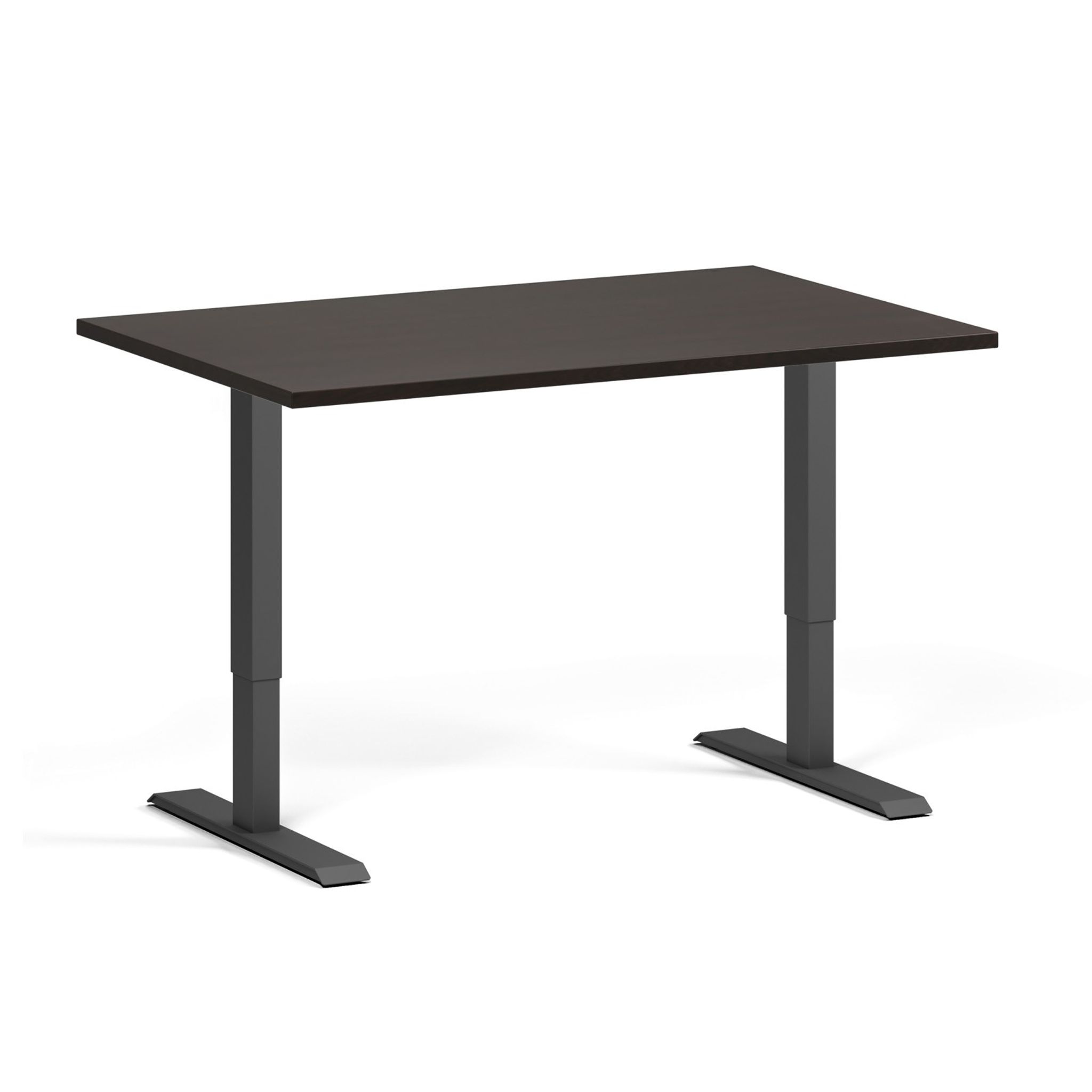 Höhenverstellbarer Schreibtisch, 2 Motoren, 745 - 1215 mm, Tischplatte 1200 x 800 mm, schwarzes Untergestell, Wenge