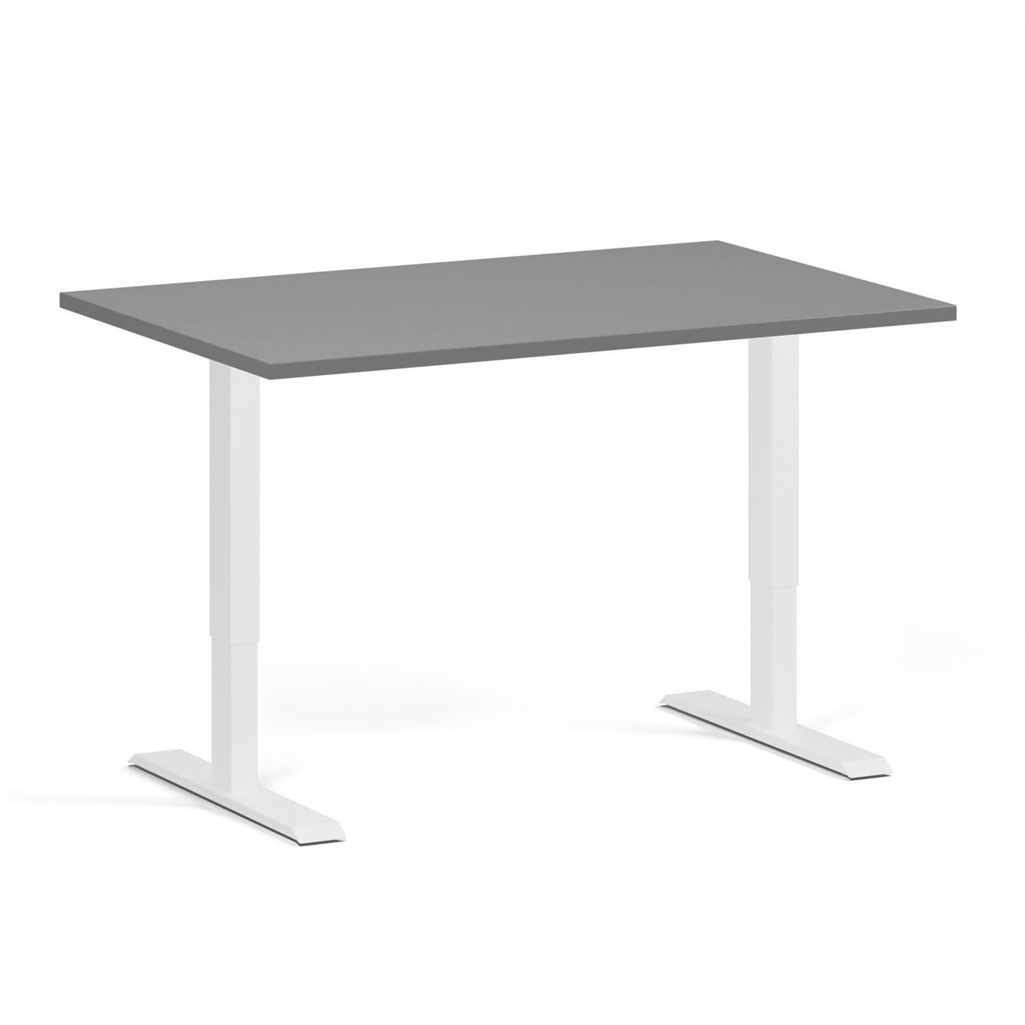 Höhenverstellbarer Schreibtisch, 2 Motoren, 745 - 1215 mm, Tischplatte 1280 x 800 mm, weißes Untergestell, Graphit