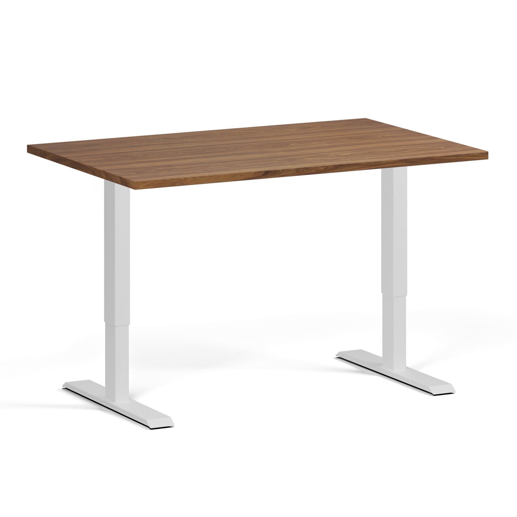 Höhenverstellbarer Schreibtisch, 2 Motoren, 745 - 1215 mm, Tischplatte 1280 x 800 mm, weißes Untergestell, Nussbaum