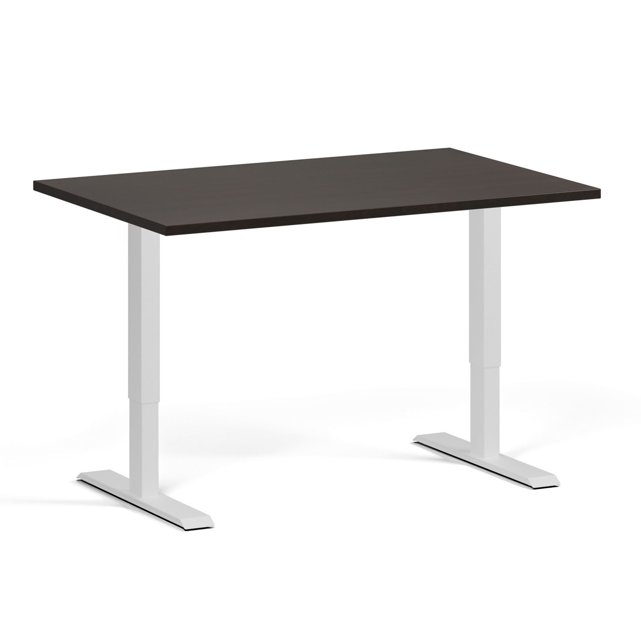 Höhenverstellbarer Schreibtisch, 2 Motoren, 745 - 1215 mm, Tischplatte 1280 x 800 mm, weißes Untergestell, Wenge