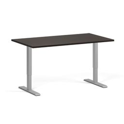 Höhenverstellbarer Schreibtisch, 2 Motoren, 745 - 1215 mm, Tischplatte 1400 x 800 mm, graues Untergestell, Wenge