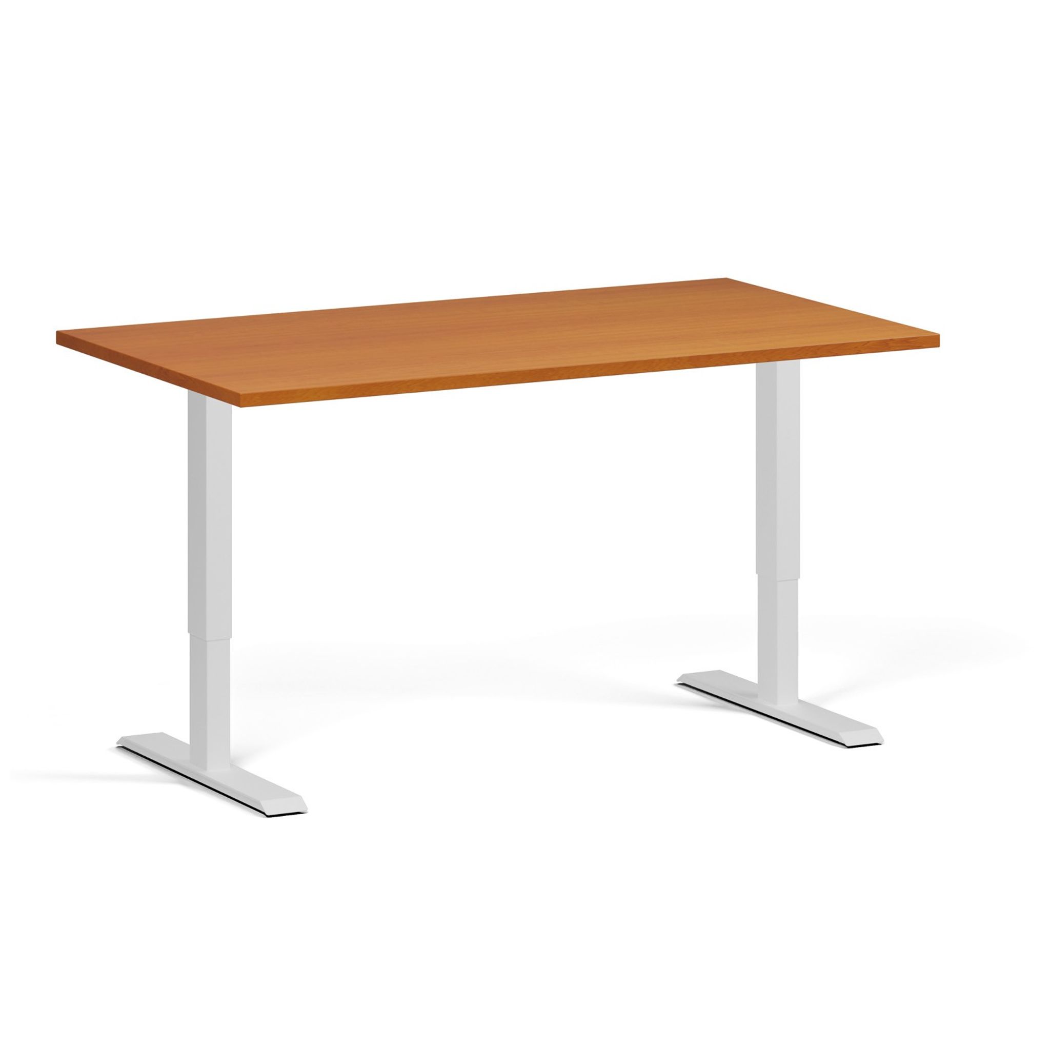 Höhenverstellbarer Schreibtisch, 2 Motoren, 745 - 1215 mm, Tischplatte 1400 x 800 mm, weißes Untergestell, Kirschbaum